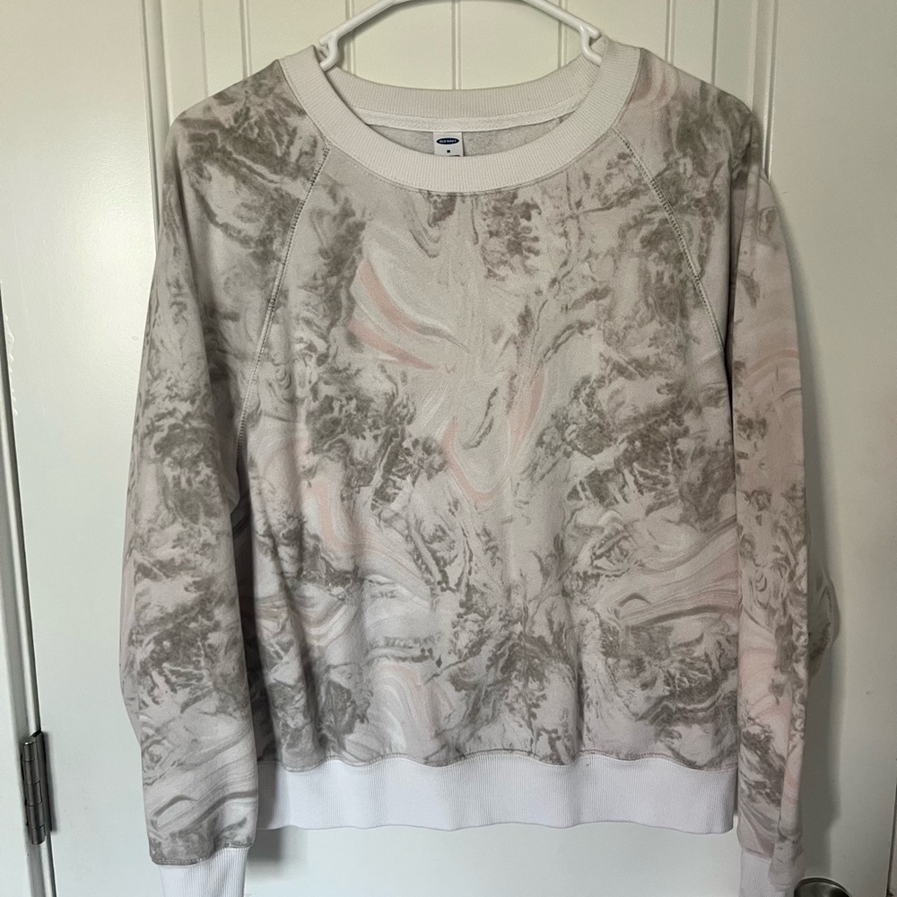 Old Navy Women's Sweater in Cream and Gray Marble